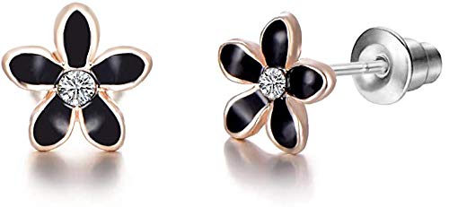 30 pares de pendientes de acero inoxidable con forma de estrella forma de estrella de mariquita, rana de abeja, árbol de seta y margarita,circonita cúbica