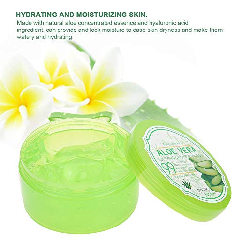 300g Organic Aloe Vera Gel - Hidratante para rostro y cuerpo, Hidrata la piel dañada, Ideal para pieles secas y estresadas y quemaduras solares, Acné