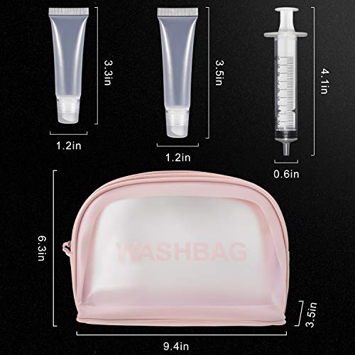 30PCS de Tubos de Brillo Labial de 10 ml, 15 ml, Tubos cosméticos vacíos rellenables,Base de Brillo Labial Bricolaje con Bolsa de Almacenamiento para Maquillaje con jeringa de plástico de 10 ml.