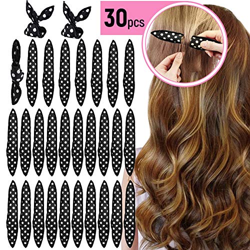 30pcs Flexible Espuma de rulos de esponja, Sin calor Rizadores cabello Almohada mágica Rodillos suaves Cuidado del cabello Herramientas bricolaje para peinar cómodas dormir