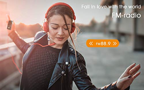 32GB Reproductor MP3 Bluetooth 4.2 Súper Ligero Gran Memoria Deportes IHOUMI Mp3 Player con Radio FM, Grabación de Voz, Podómetro,E-Book, Soporte SD USB TF hasta 128 GB Tarjeta