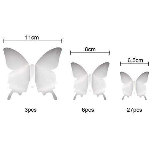 36 Piezas de Mariposas de Espejo DIY Combinación 3D Espejo Pegatinas de Pared Decoración de Hogar