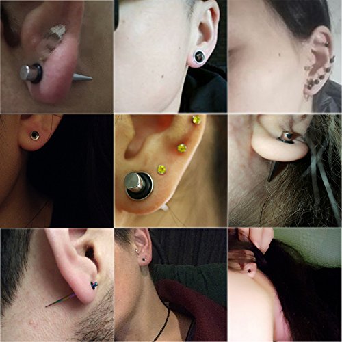 36 Piezas Dilatador Acero Quirurgico Set 1.6-10mm-Huacan Dilatación de Oreja Túnel