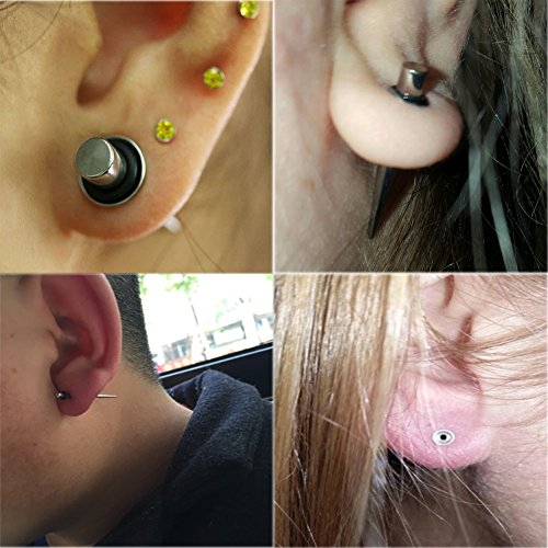 36 Piezas Dilatador Acero Quirurgico Set 1.6-10mm-Huacan Dilatación de Oreja Túnel