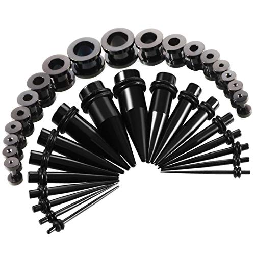 36 Piezas Dilatador Acero Quirurgico Set 1.6-10mm-Huacan Dilatación de Oreja Túnel