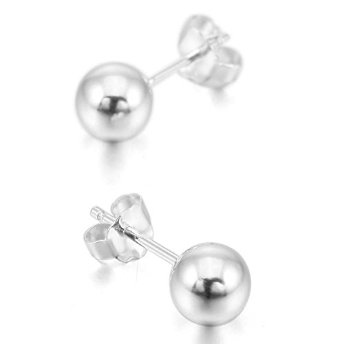3~6mm Acero inoxidable Pendientes Conjunto - SODIAL(R)3~6mm 8 Pieza Acero inoxidable Semental Pendientes Bola Bola Bead Elegante Conjunto Set (4 Pares) Mujer