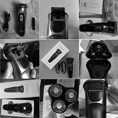 3D Afeitadora Eléctrica, Hombres Tipo-C USB Máquina de Barba de Afeitar Rotativa Recargable con Sistema de Protección para La Piel para Barbas Largas