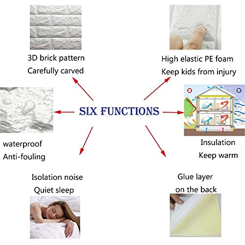 3D Ladrillo Pegatina Pared,DIY Autoadhesivo Etiqueta de Pared Decoración para Cuarto de Baño, TV fondo, Sala de Estar y Cocina 60x60cm(10)