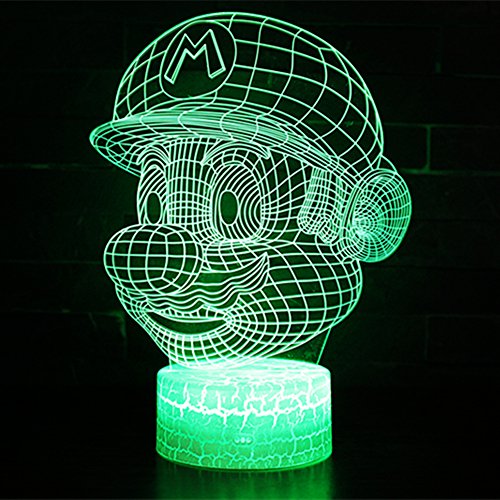 3D Lámpara de Escritorio 7 colores LED Touch lámpara de mesa con control remoto para niños cumpleaños regalo de San Valentín de Navidad (Mario) [Clase de eficiencia energética A]