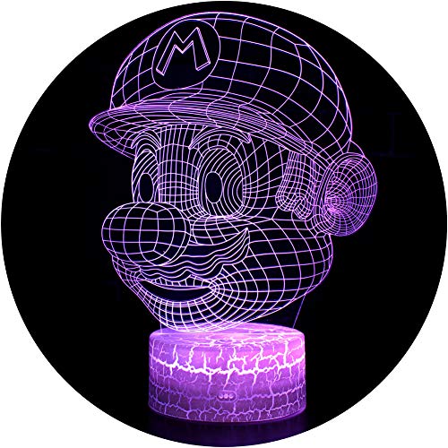 3D Lámpara de Escritorio 7 colores LED Touch lámpara de mesa con control remoto para niños cumpleaños regalo de San Valentín de Navidad (Mario) [Clase de eficiencia energética A]