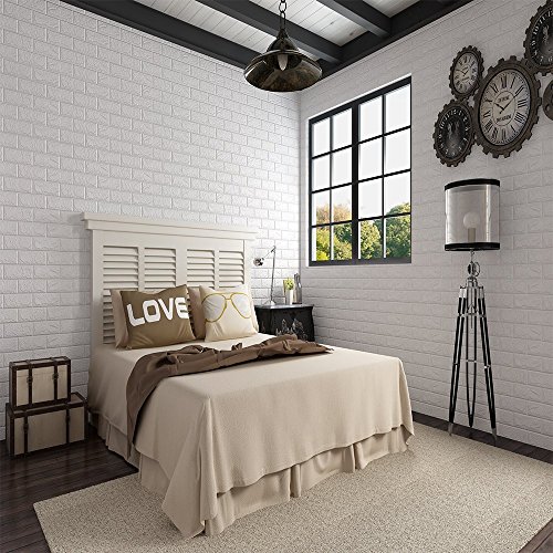 3D papel pintado blanco del ladrillo, paneles 3D de la pared,Papel Pintado, Ladrillo Pegatina Pared Autoadhesivo Panel Pared Impermeable (6 piezas)