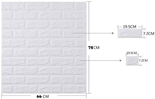 3D papel pintado blanco del ladrillo, paneles 3D de la pared,Papel Pintado, Ladrillo Pegatina Pared Autoadhesivo Panel Pared Impermeable (6 piezas)