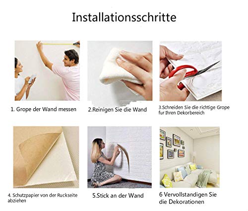 3D Wandpaneele - Paneles autoadhesivos (PVC, 77 cm x 70 cm), diseño de piedra, color blanco