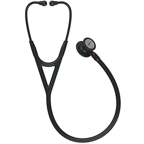 3M Littmann Cardiology IV Fonendoscopio para Diagnóstico, Campana de Acabado Negro, Tubo y Auricular en Color Negro y Vástago Morado, 68.5 cm