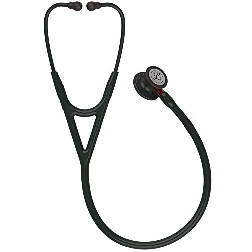 3M Littmann Fonendoscopio para Diagnóstico, Campana de Acabado Negro, Tubo y Auricular en Color Negro y Vástago Rojo, 68.5 cm