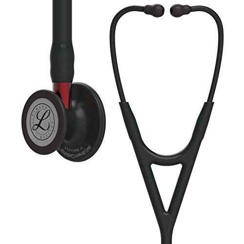 3M Littmann Fonendoscopio para Diagnóstico, Campana de Acabado Negro, Tubo y Auricular en Color Negro y Vástago Rojo, 68.5 cm