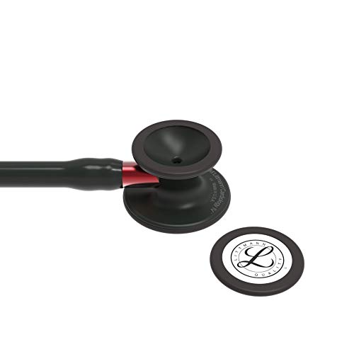 3M Littmann Fonendoscopio para Diagnóstico, Campana de Acabado Negro, Tubo y Auricular en Color Negro y Vástago Rojo, 68.5 cm