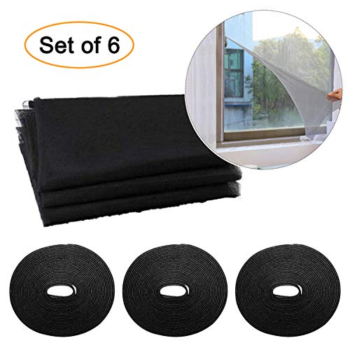 3Pcs Malla Mosquitera para Ventanas, 150 x 200cm Mosquitera Universal con 3 Rollos Cintas Autoadhesivas, Verano Protección de Insectos de Ventana, Fácil Instalar, se Puede Diy Cortar (Negro)