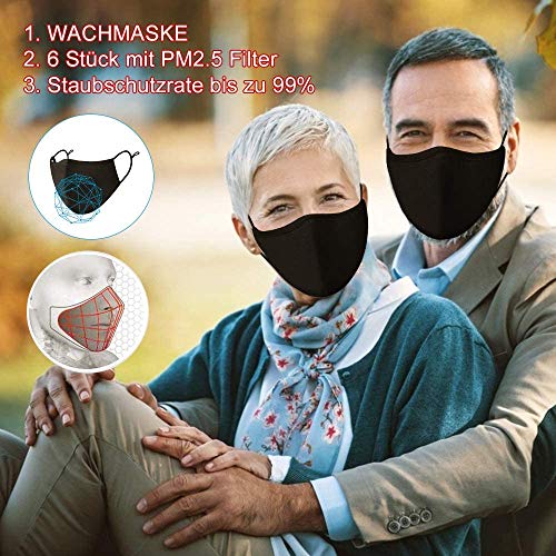 3Pcs Negro ??????????? reutilizable con 【10 Pcs】 Filtros de Carbón Activado,Fashion Protective,Usable en Interiores y Exteriores Unisex Dust Cotton,Lavable