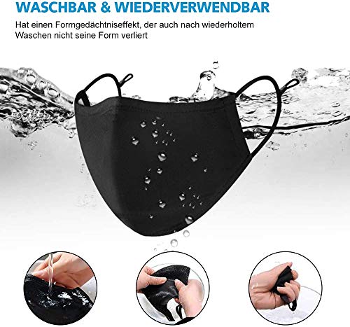 3Pcs Negro ??????????? reutilizable con 【10 Pcs】 Filtros de Carbón Activado,Fashion Protective,Usable en Interiores y Exteriores Unisex Dust Cotton,Lavable