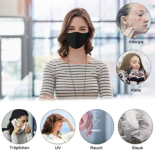 3Pcs Negro ??????????? reutilizable con 【10 Pcs】 Filtros de Carbón Activado,Fashion Protective,Usable en Interiores y Exteriores Unisex Dust Cotton,Lavable