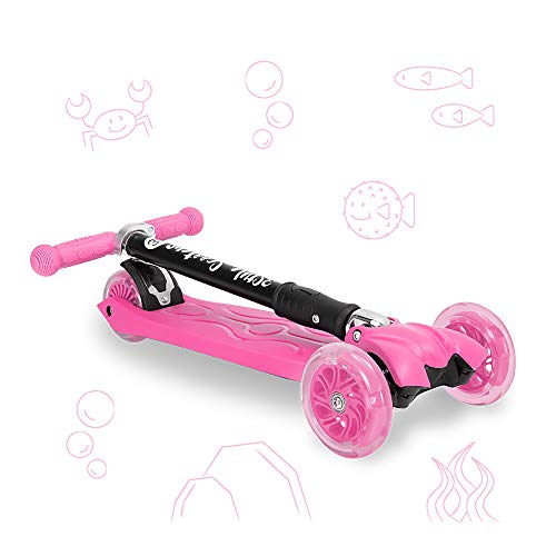 3StyleScooters® RGS-1 Patinete Scooter Tres Ruedas para Niños Pequeños Niños de 3 Años o Más con Luces LED en Las Ruedas, Diseño Plegable, Manillar Ajustable (Rosa)