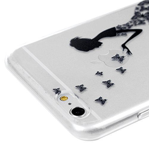 3x Funda iPhone 6, 6s Carcasa Silicona Gel Case Ultra Delgado TPU Goma Flexible Cover para iPhone 6/6s - Chica + Bici + Diente De León