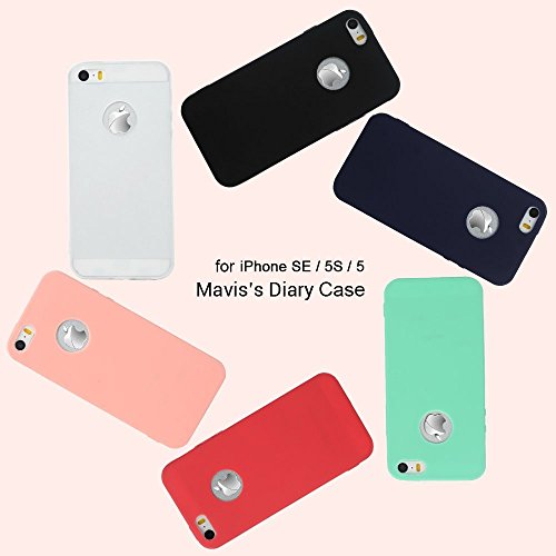 3x Funda iPhone SE, Carcasa iPhone 5S Silicona Gel - Mavis's Diary Mate Case Ultra Delgado TPU Goma Flexible Cover para iPhone 5/5S/SE - Rojo, Rosa claro, Verde menta