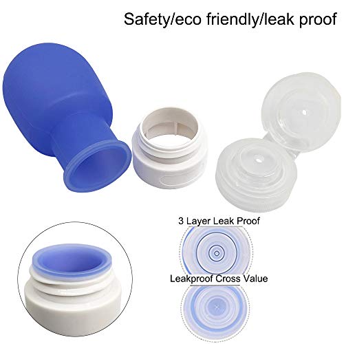 4 botellas de aderezo para ensalada, FineGood 1.3 oz y 2 oz Recipientes de salsa portátiles, a prueba de fugas, para almacenamiento de alimentos, viene con 2 cepillos de limpieza, 4 colores