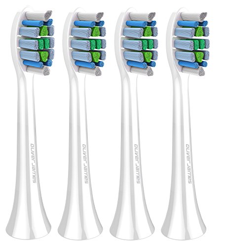 4 Cabezales de Recambio por Cepillo de dientes eléctrico sónico de Nueva Generación de Oliver James (Blanco)