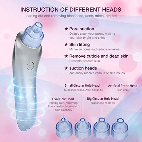 4 Cabezas reemplazables vacío del retiro de la espinilla, Dispositivo ultrasónico Pelar, Limpiador de poros acné succión Limpiador Facial del Cuidado (F1) kshu (Color : F2)