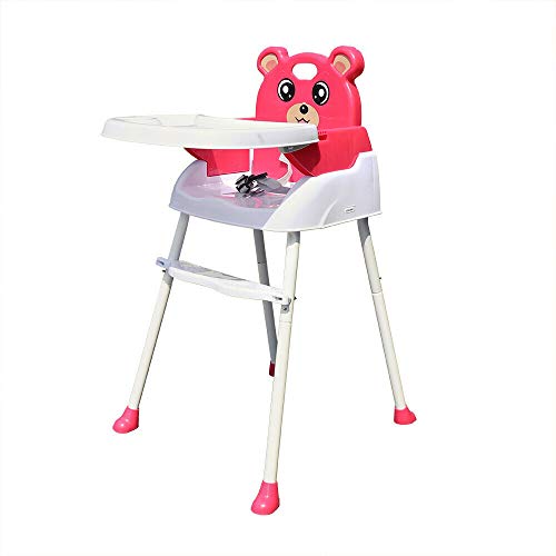 4 en 1 Trona para Bebés Niños Portatil silla alta ajustable con bandeja para Comer Seguro,Combinación de Mesa y Asiento,Rosa