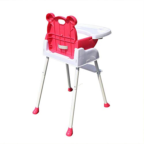 4 en 1 Trona para Bebés Niños Portatil silla alta ajustable con bandeja para Comer Seguro,Combinación de Mesa y Asiento,Rosa