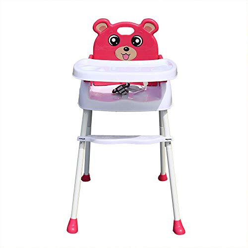 4 en 1 Trona para Bebés Niños Portatil silla alta ajustable con bandeja para Comer Seguro,Combinación de Mesa y Asiento,Rosa