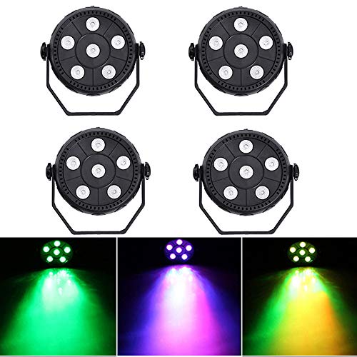 4 Pack 6 LED Mini Estadio de Luz PAR LED 3 en 1 activada la mezcla de sonido Efecto de iluminación RGB Wash disco del partido de la igualdad del LED de la lámpara hasta de luz DJ Etapa de iluminación