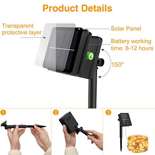 [4 Pack] Guirnaldas Luces Exterior Solar, Litogo Luces Led Solares Exteriores Jardin 12m 120 LED 8 Modos Cadena de Luces Decoracion para Navidad, Terraza, Fiestas, Bodas, Patio, Jardines, Festivales