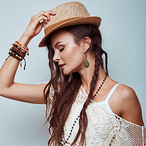 4 Pares Bohemio Pendientes Colgantes de la Vendimia Pendientes de Diamantes de Imitación Retro Boho Cuelgan Los Pendientes de Gota para Mujeres Niñas (Estilo A)