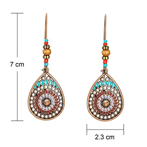 4 Pares Bohemio Pendientes Colgantes de la Vendimia Pendientes de Diamantes de Imitación Retro Boho Cuelgan Los Pendientes de Gota para Mujeres Niñas (Estilo A)