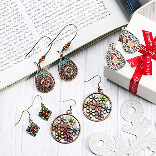 4 Pares Bohemio Pendientes Colgantes de la Vendimia Pendientes de Diamantes de Imitación Retro Boho Cuelgan Los Pendientes de Gota para Mujeres Niñas (Estilo A)