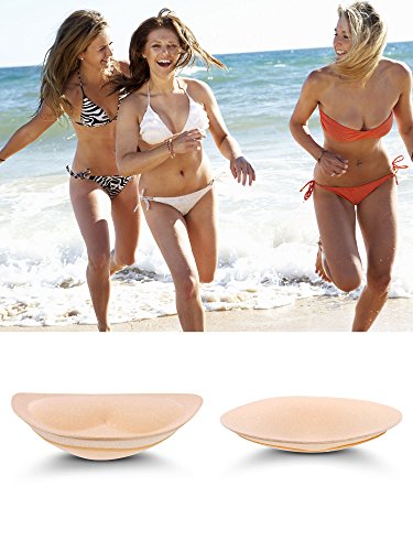 4 Pares de Almohadillas de Sujetador Autoadhesivas Insertos Desmontable Push Up Rellenos de Pecho para Bikini, 2 Formas (Beige)