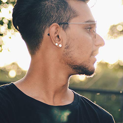 4 Pares de Pendientes Mujer Hombre Acero Inoxidable Aretes Piercing de Oreja para Oreja Forma Mancuerna Clásico Simple Delegado