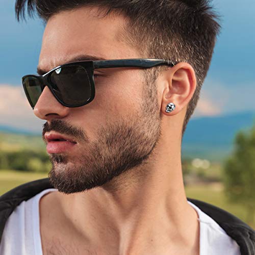4 Pcs Pendientes Calavera Aretes Acero Punk Aretes Hombre Mujer Regalo Dia de Padre San Valentin Hipoalergénico Joyería de Moda