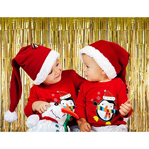 4 Piezas de Cortina de Oropel Metálica Cortina Brillante de Borlas de Lamina para Decoración de Navidad Fiesta de Boda (Dorado)