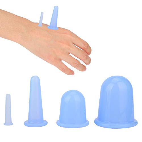 4 piezas ventosa masajeador facial con ventosas para celulitis masaje corporal ventosas terapia lifting facial tratamiento reafirmante tratamiento de terapia(Azul)