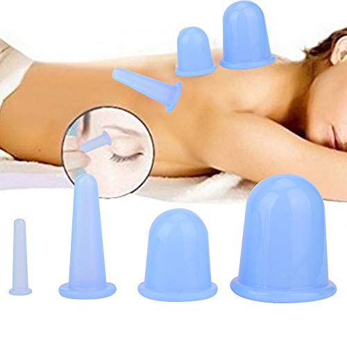 4 piezas ventosa masajeador facial con ventosas para celulitis masaje corporal ventosas terapia lifting facial tratamiento reafirmante tratamiento de terapia(Azul)