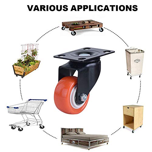 4 ruedas giratorias de servicio pesado, ruedas de goma de 50 mm para muebles, mesa, mesa de trabajo, garaje, sin rasguños/ruido con tornillos