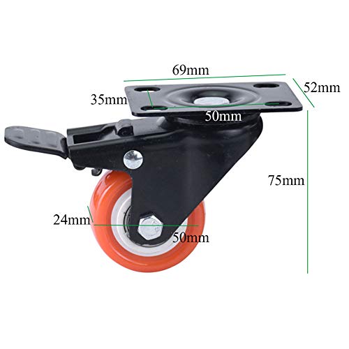 4 ruedas giratorias de servicio pesado, ruedas de goma de 50 mm para muebles, mesa, mesa de trabajo, garaje, sin rasguños/ruido con tornillos