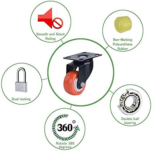 4 ruedas giratorias de servicio pesado, ruedas de goma de 50 mm para muebles, mesa, mesa de trabajo, garaje, sin rasguños/ruido con tornillos