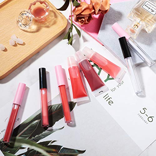 40 Botella de Brillo de Labios Recargable Contenedor de Tubo de Brillo Labial Vacío de 2,5 ml con Varitas e Inserto de Goma y Mini Envase Transparente de Bálsamo Labial Recargable de 10 ml