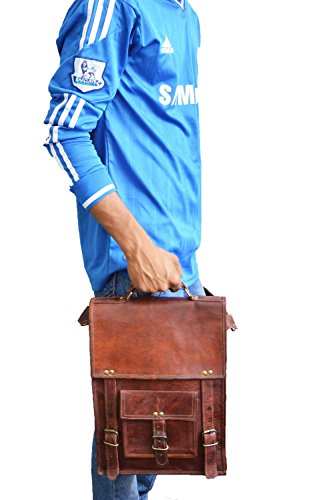 40 Cm Bolso Bandolera Laptop Bag Bolsa De Hombro Cuerpo Cruzado Grande para Mensajero Mensajeria De Cuero Piel Marron Portatil Notebook Bag College Office Hombre Y Mujer Leather Messenger Bag